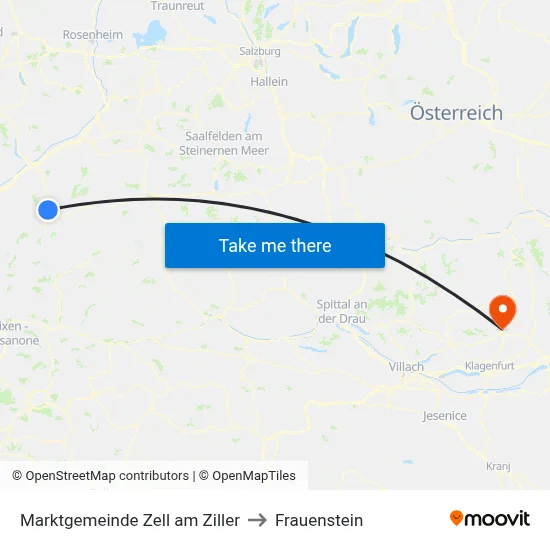 Marktgemeinde Zell am Ziller to Frauenstein map