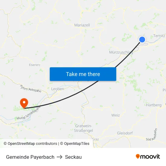 Gemeinde Payerbach to Seckau map