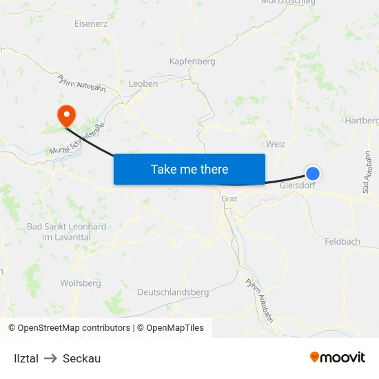 Ilztal to Seckau map