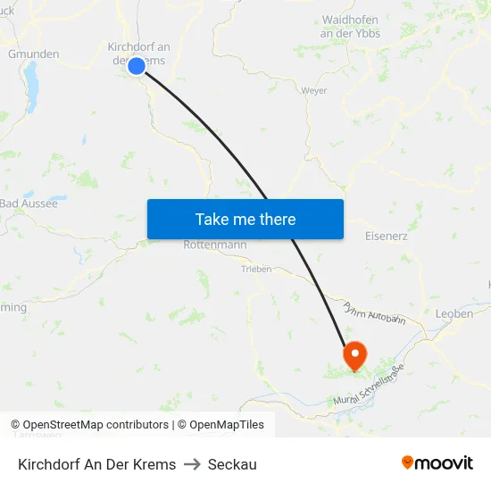 Kirchdorf An Der Krems to Seckau map