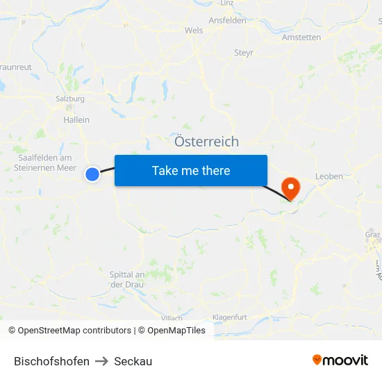 Bischofshofen to Seckau map