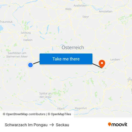 Schwarzach Im Pongau to Seckau map