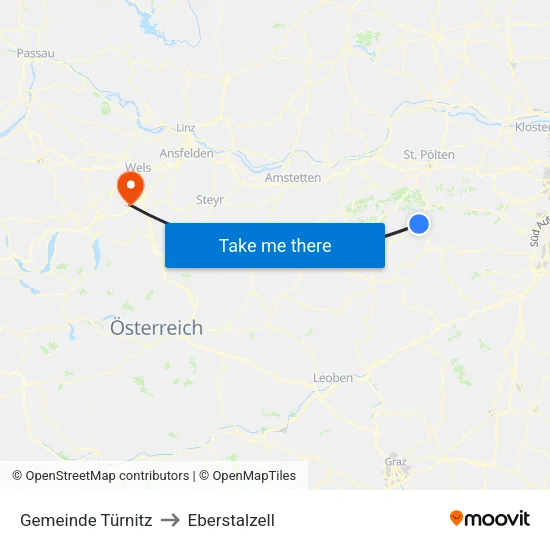 Gemeinde Türnitz to Eberstalzell map