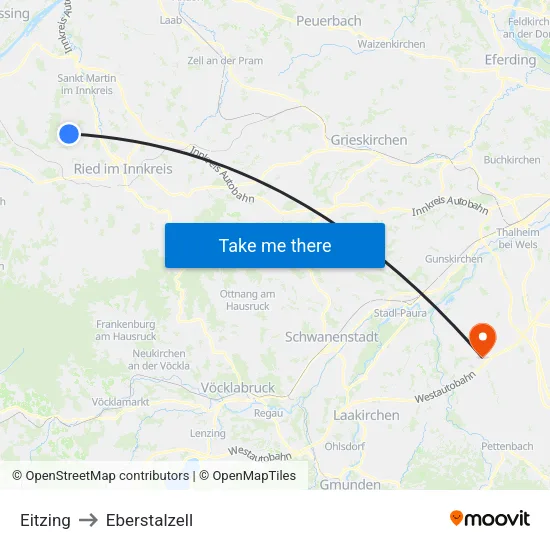 Eitzing to Eberstalzell map