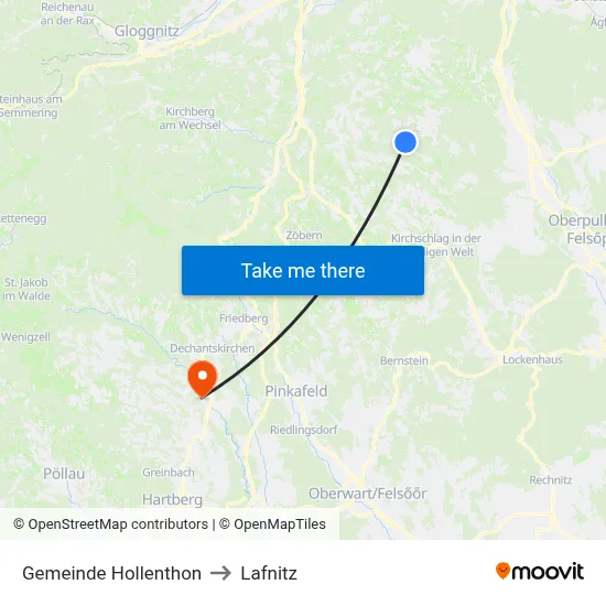 Gemeinde Hollenthon to Lafnitz map