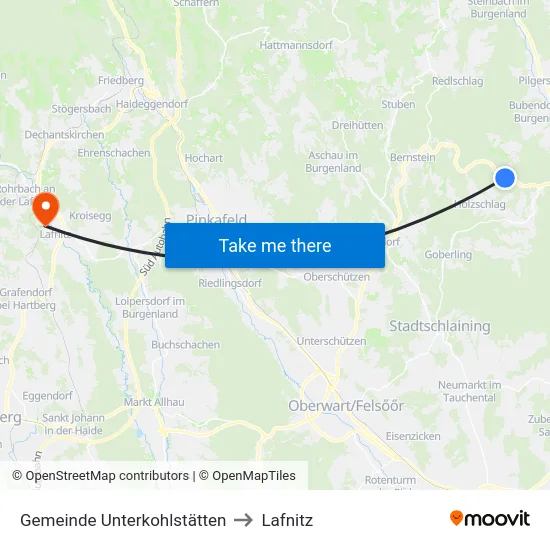 Gemeinde Unterkohlstätten to Lafnitz map