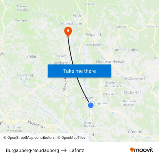 Burgauberg-Neudauberg to Lafnitz map