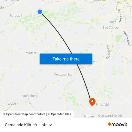 Gemeinde Kilb to Lafnitz map