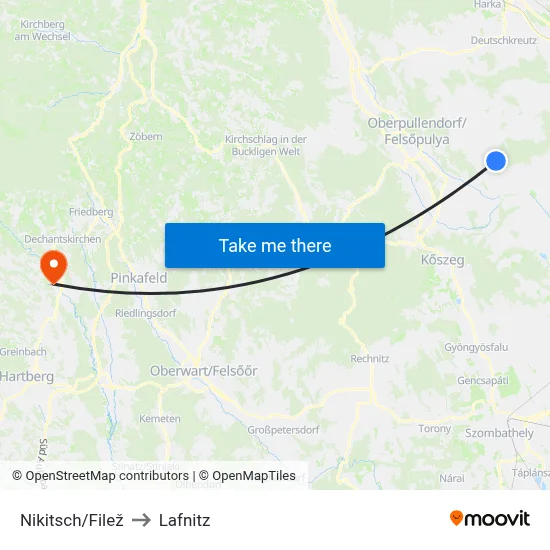 Nikitsch/Filež to Lafnitz map