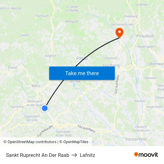 Sankt Ruprecht An Der Raab to Lafnitz map