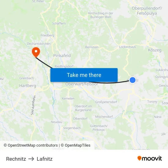 Rechnitz to Lafnitz map