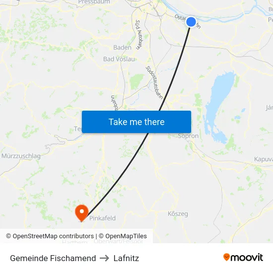 Gemeinde Fischamend to Lafnitz map
