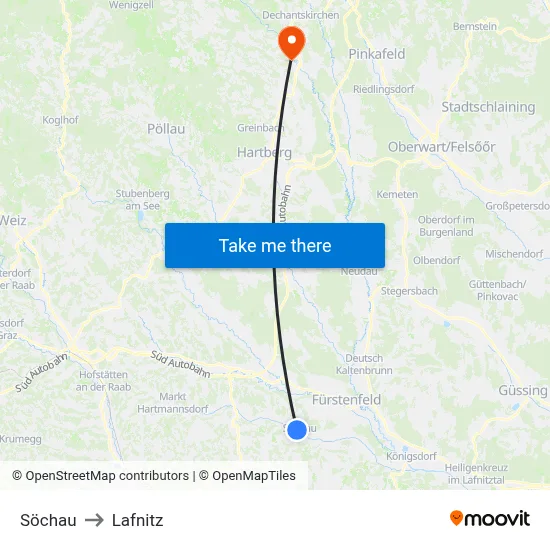 Söchau to Lafnitz map