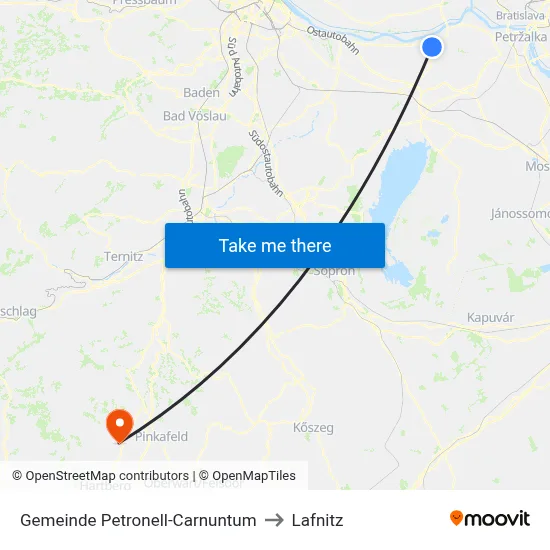 Gemeinde Petronell-Carnuntum to Lafnitz map