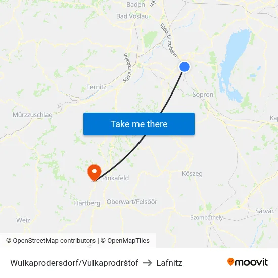 Wulkaprodersdorf/Vulkaprodrštof to Lafnitz map