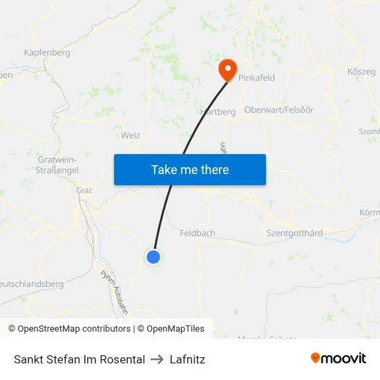 Sankt Stefan Im Rosental to Lafnitz map