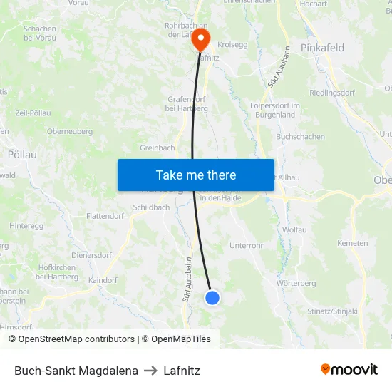 Buch-Sankt Magdalena to Lafnitz map