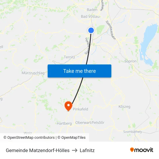 Gemeinde Matzendorf-Hölles to Lafnitz map