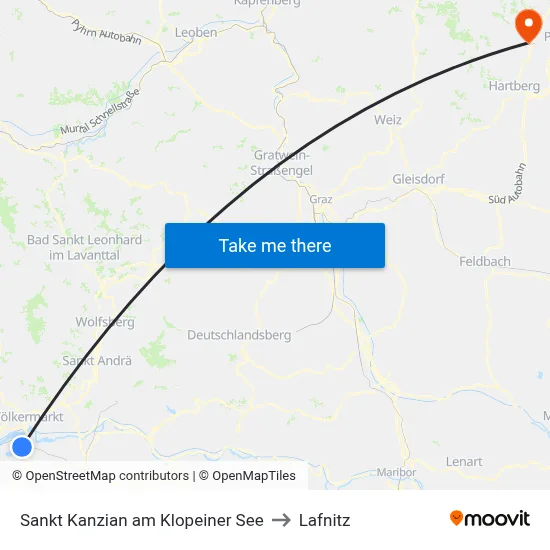 Sankt Kanzian am Klopeiner See to Lafnitz map