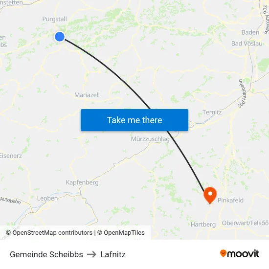 Gemeinde Scheibbs to Lafnitz map