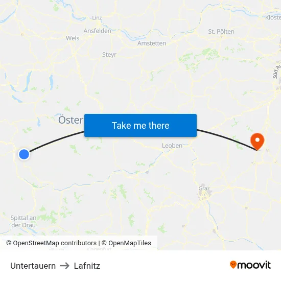 Untertauern to Lafnitz map