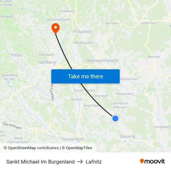 Sankt Michael Im Burgenland to Lafnitz map