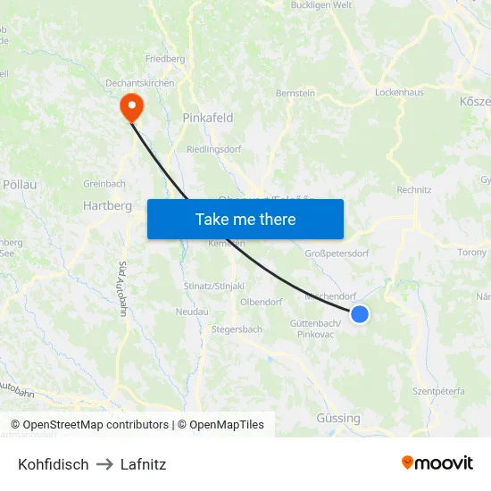 Kohfidisch to Lafnitz map