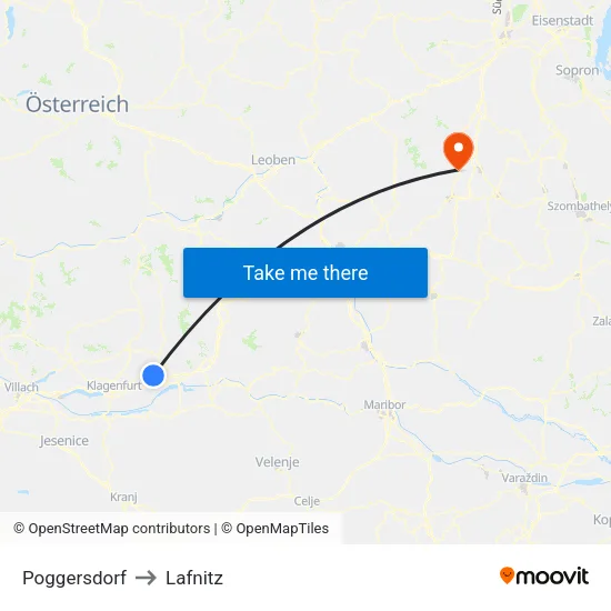 Poggersdorf to Lafnitz map