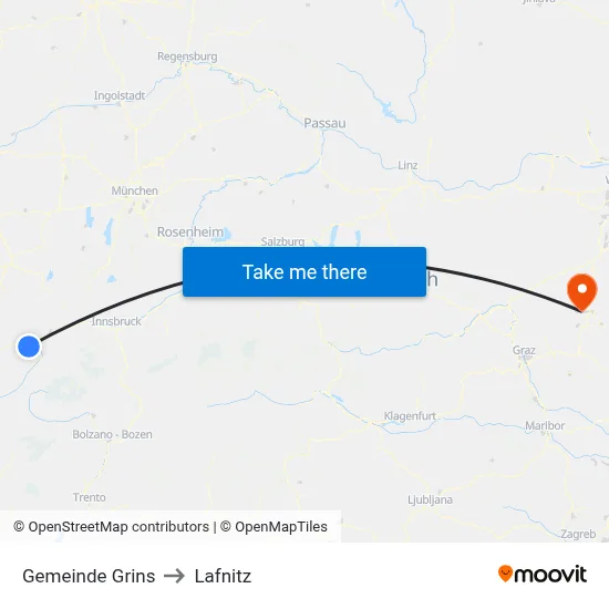 Gemeinde Grins to Lafnitz map