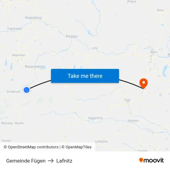 Gemeinde Fügen to Lafnitz map