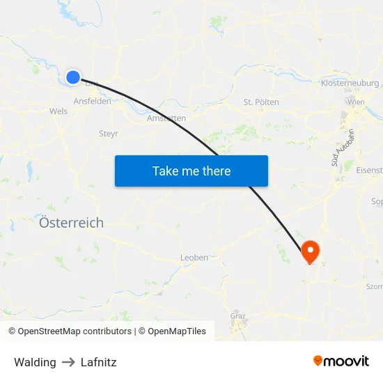 Walding to Lafnitz map