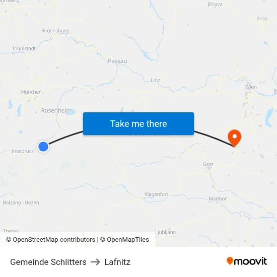 Gemeinde Schlitters to Lafnitz map