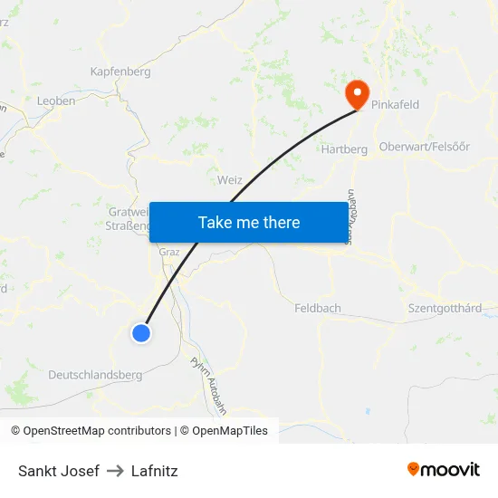 Sankt Josef to Lafnitz map