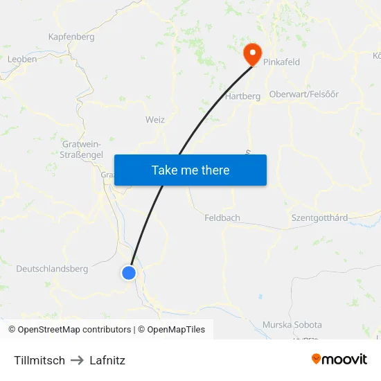 Tillmitsch to Lafnitz map