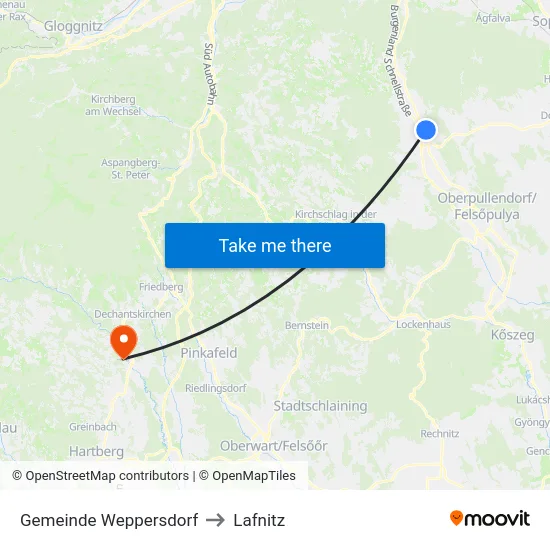 Gemeinde Weppersdorf to Lafnitz map