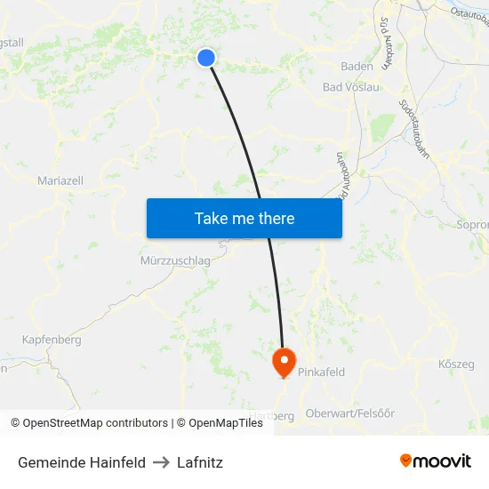 Gemeinde Hainfeld to Lafnitz map