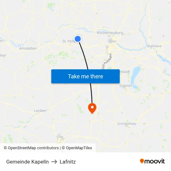 Gemeinde Kapelln to Lafnitz map