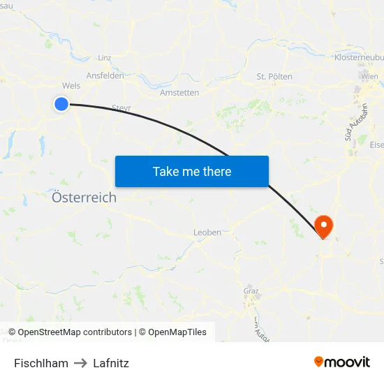 Fischlham to Lafnitz map