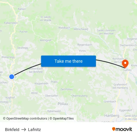 Birkfeld to Lafnitz map