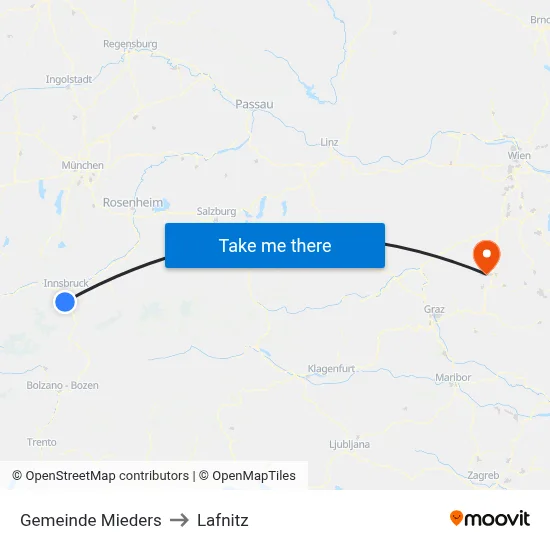 Gemeinde Mieders to Lafnitz map