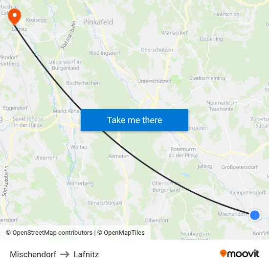 Mischendorf to Lafnitz map
