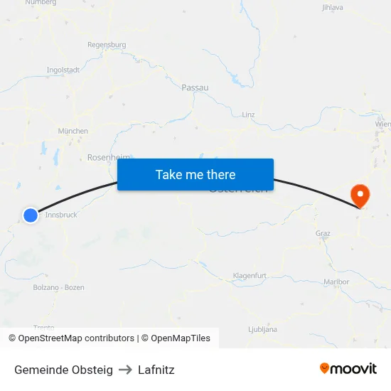 Gemeinde Obsteig to Lafnitz map
