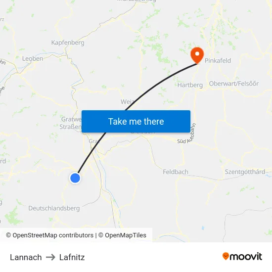 Lannach to Lafnitz map