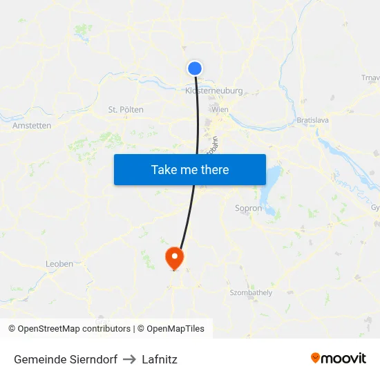 Gemeinde Sierndorf to Lafnitz map