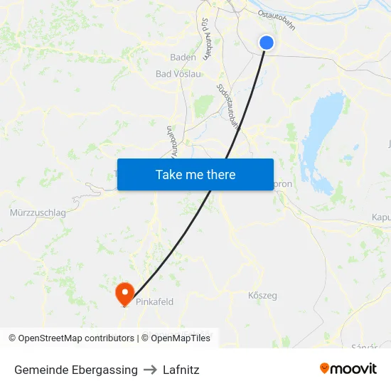 Gemeinde Ebergassing to Lafnitz map