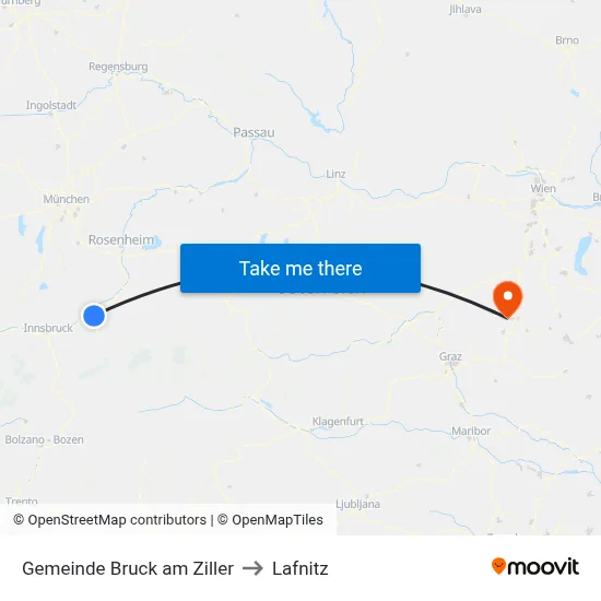 Gemeinde Bruck am Ziller to Lafnitz map