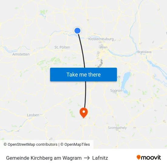 Gemeinde Kirchberg am Wagram to Lafnitz map