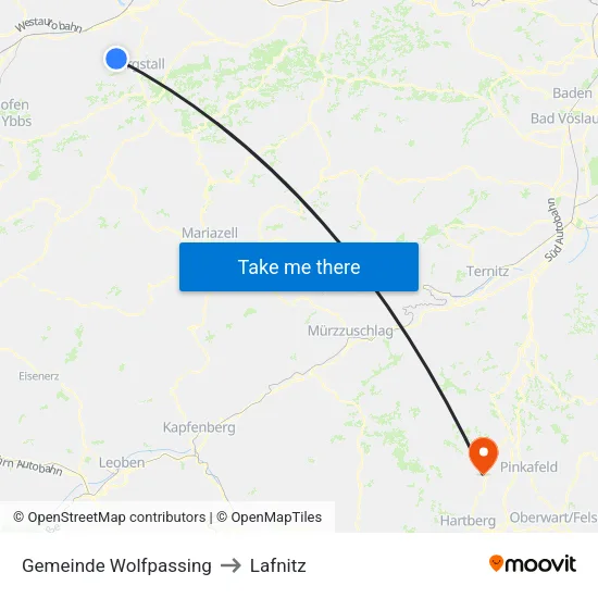 Gemeinde Wolfpassing to Lafnitz map