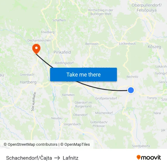 Schachendorf/Čajta to Lafnitz map