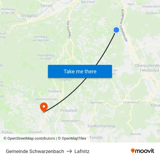Gemeinde Schwarzenbach to Lafnitz map